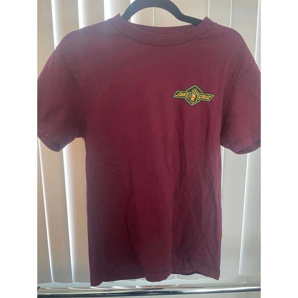 Men’s  Burgundy Santa Cruz Skateboards Shirt Screaming Insignia size Small